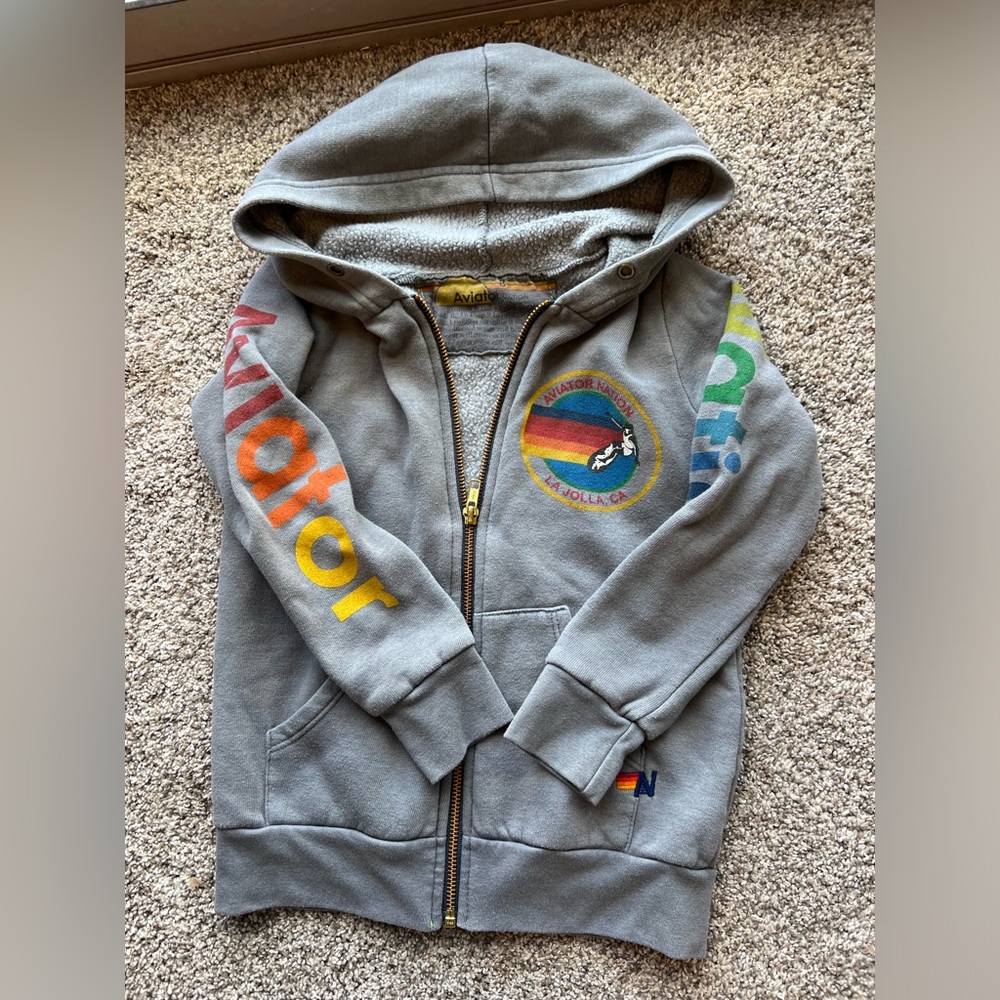 KID'S AVIATOR NATION ZIP HOODIE - HEATHER GREY